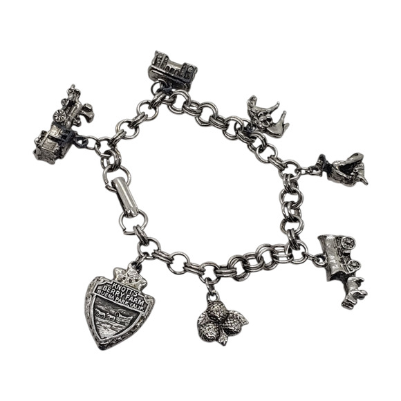 Vtg California 7 Charm Bracelet Souvenir Knotts Cowboy Train Cable Car More - Picture 1 of 11
